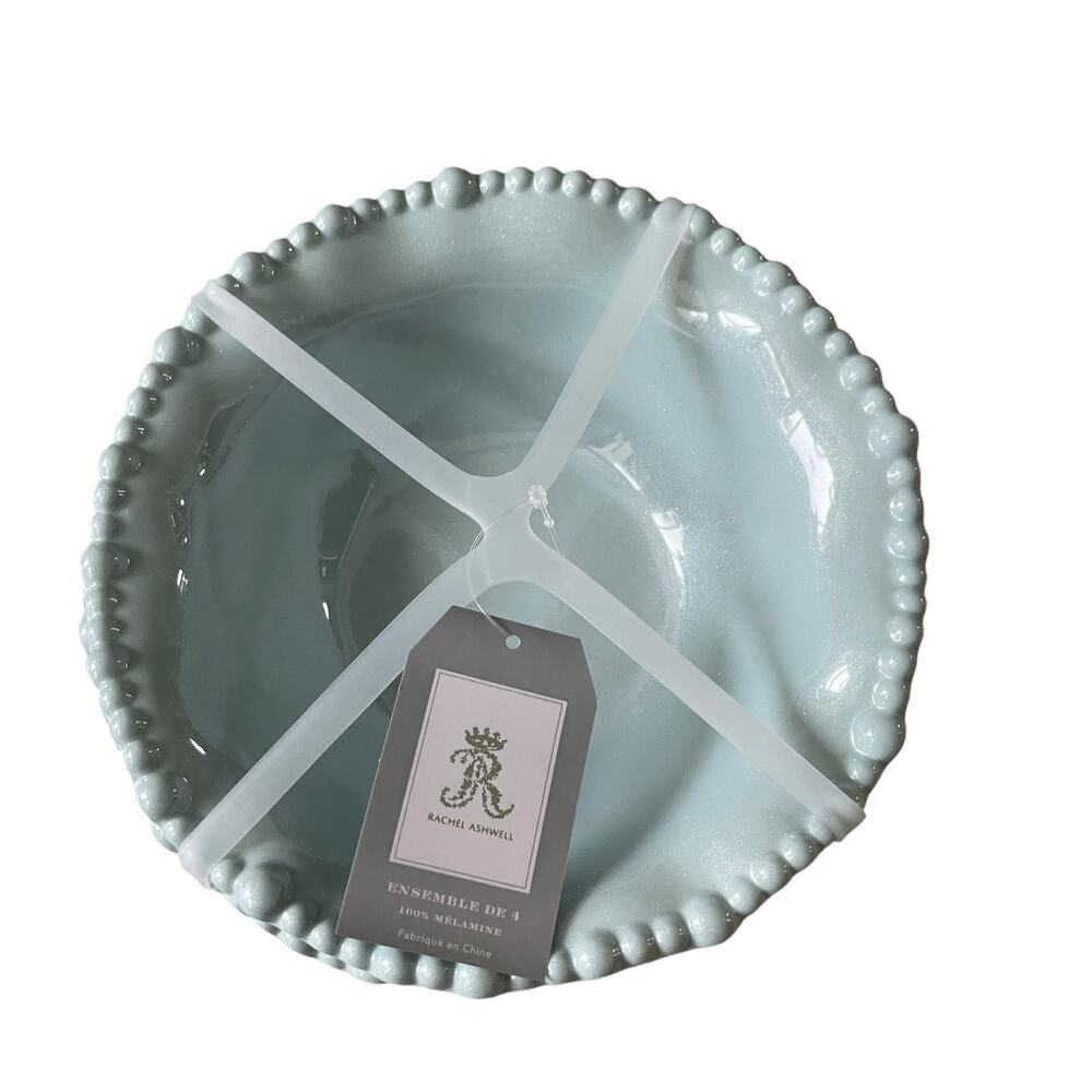 Rachel Ashwell Pastel Blue Pearl Shimmer Melamine Bowls 7.5in Set of 4 New